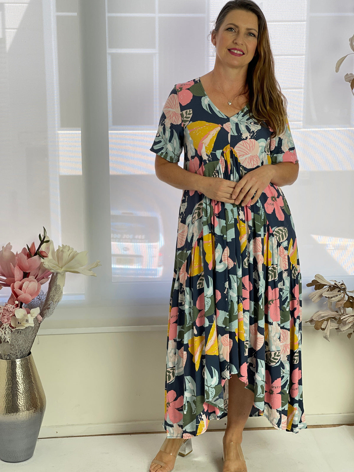 New U Collection DRESSES Petal Tropical Floral Dress