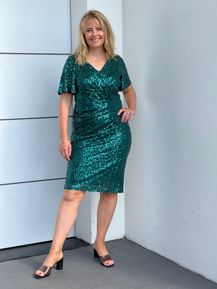 Olympia Emerald Sequin Evening Dress