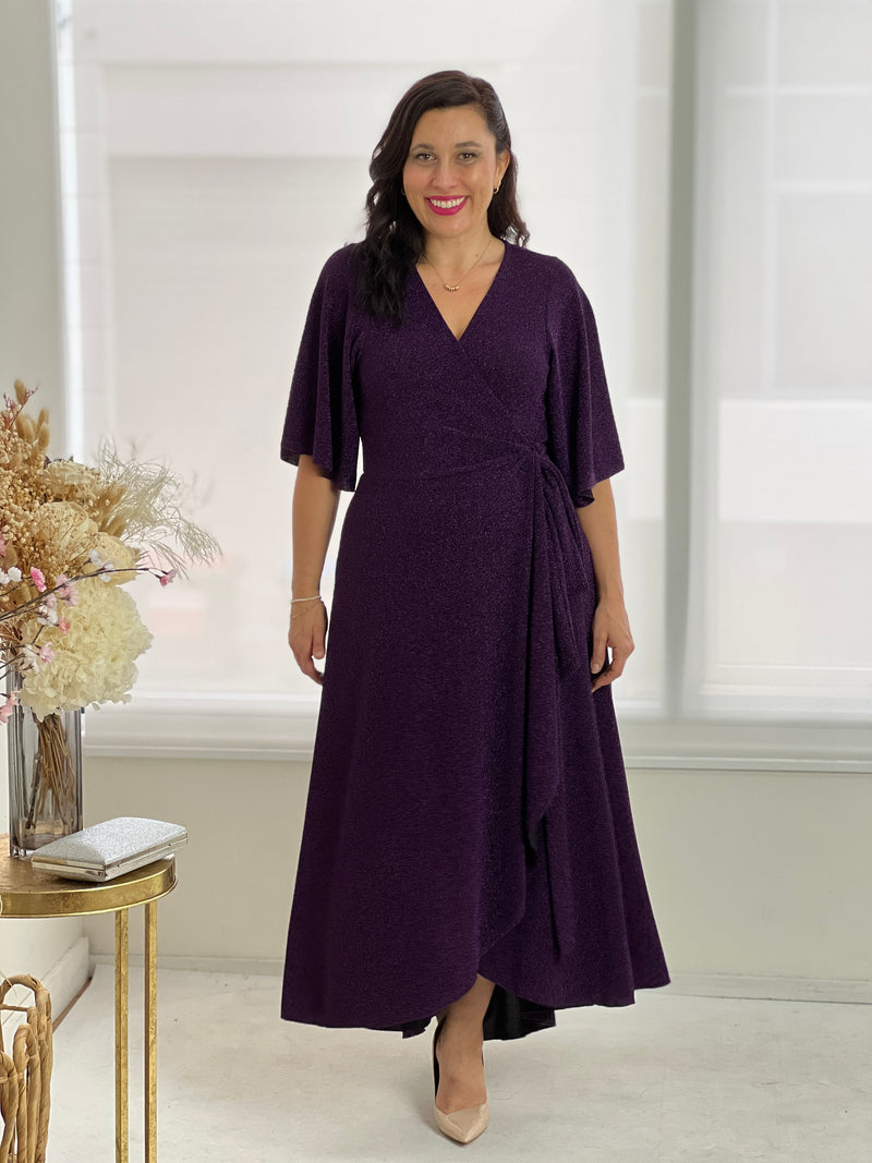 Parker Purple Glitter Wrap Dress