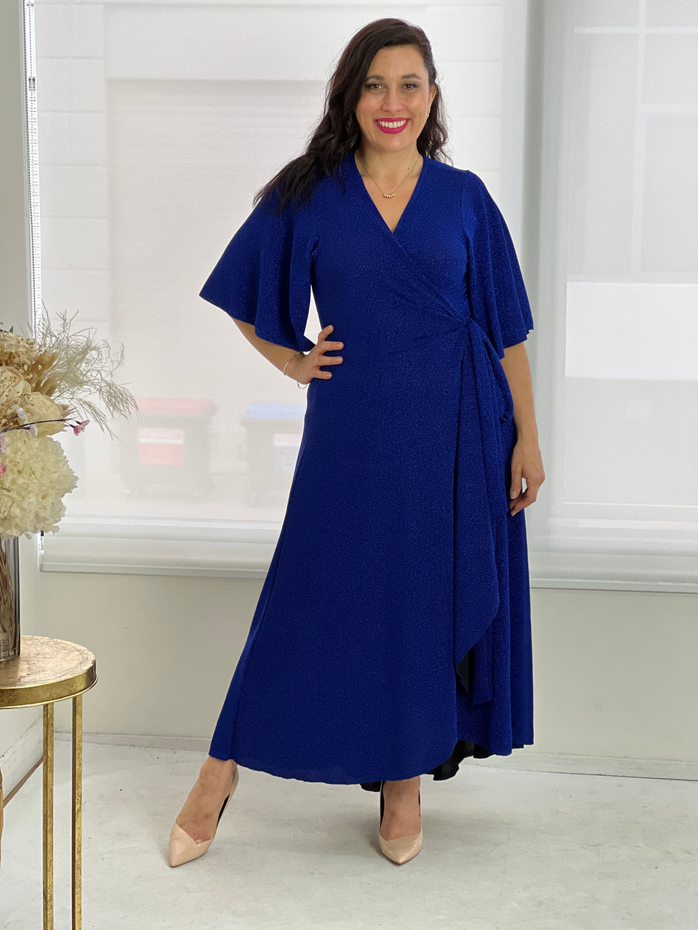 RTM Sparkle Wrap Dress in Royal main image 0