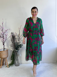Priya Emerald Silk Dress