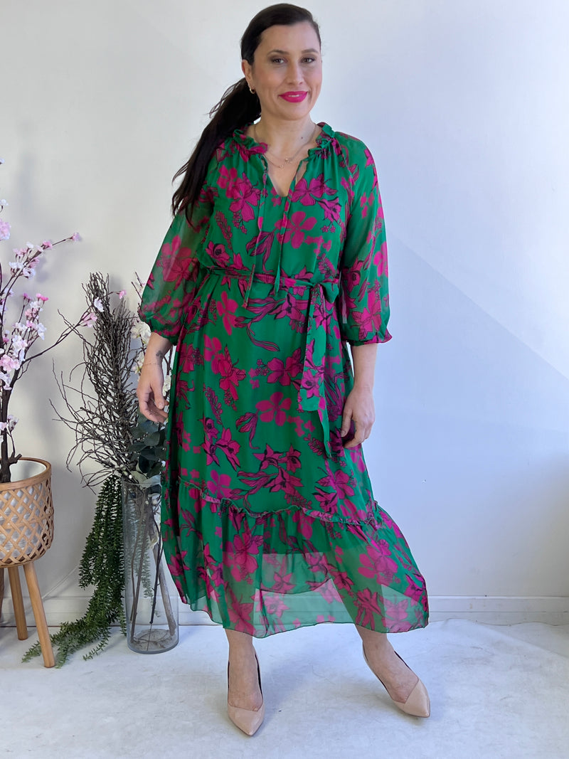 Priya Emerald Silk Dress