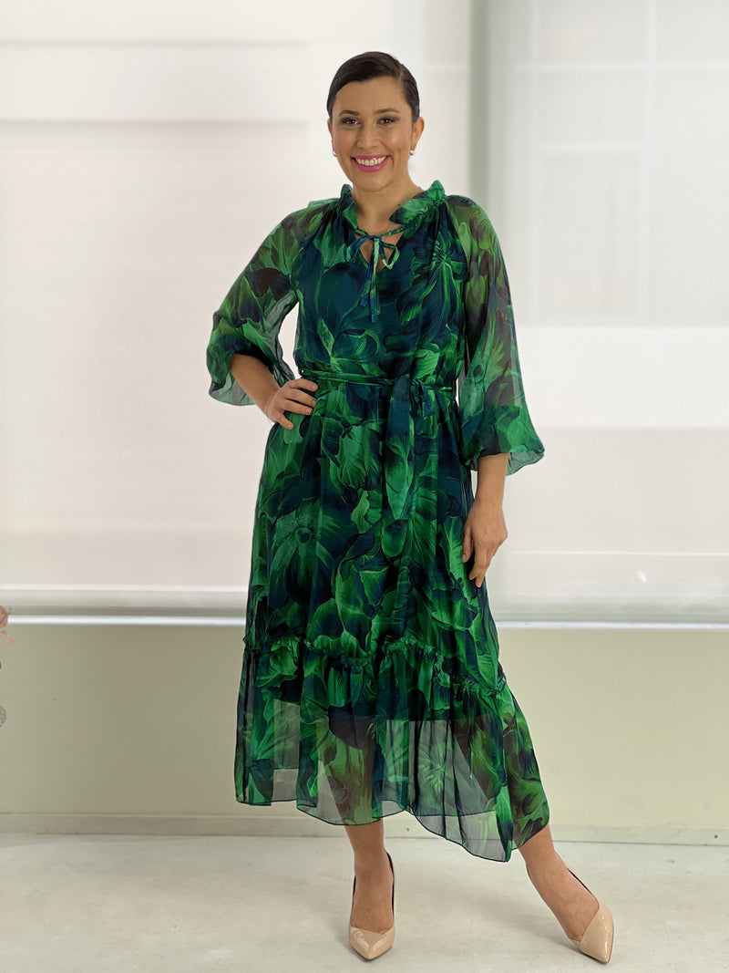Priya Leaf Silk Dress