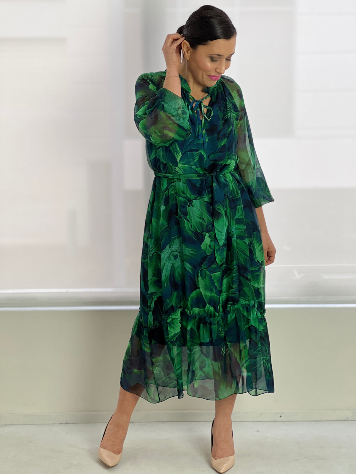 Priya Leaf Silk Dress