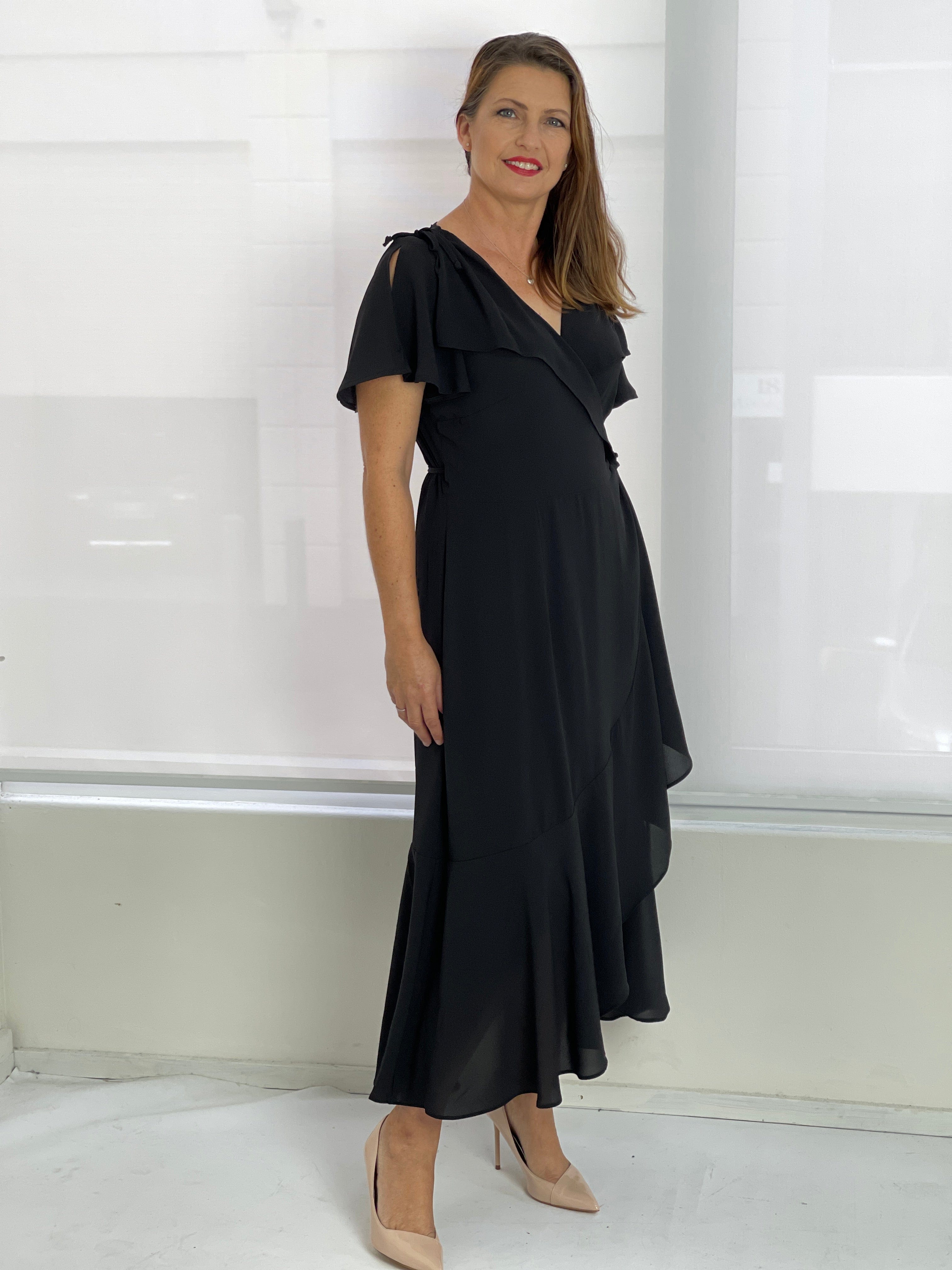 Black wrap hotsell around dress