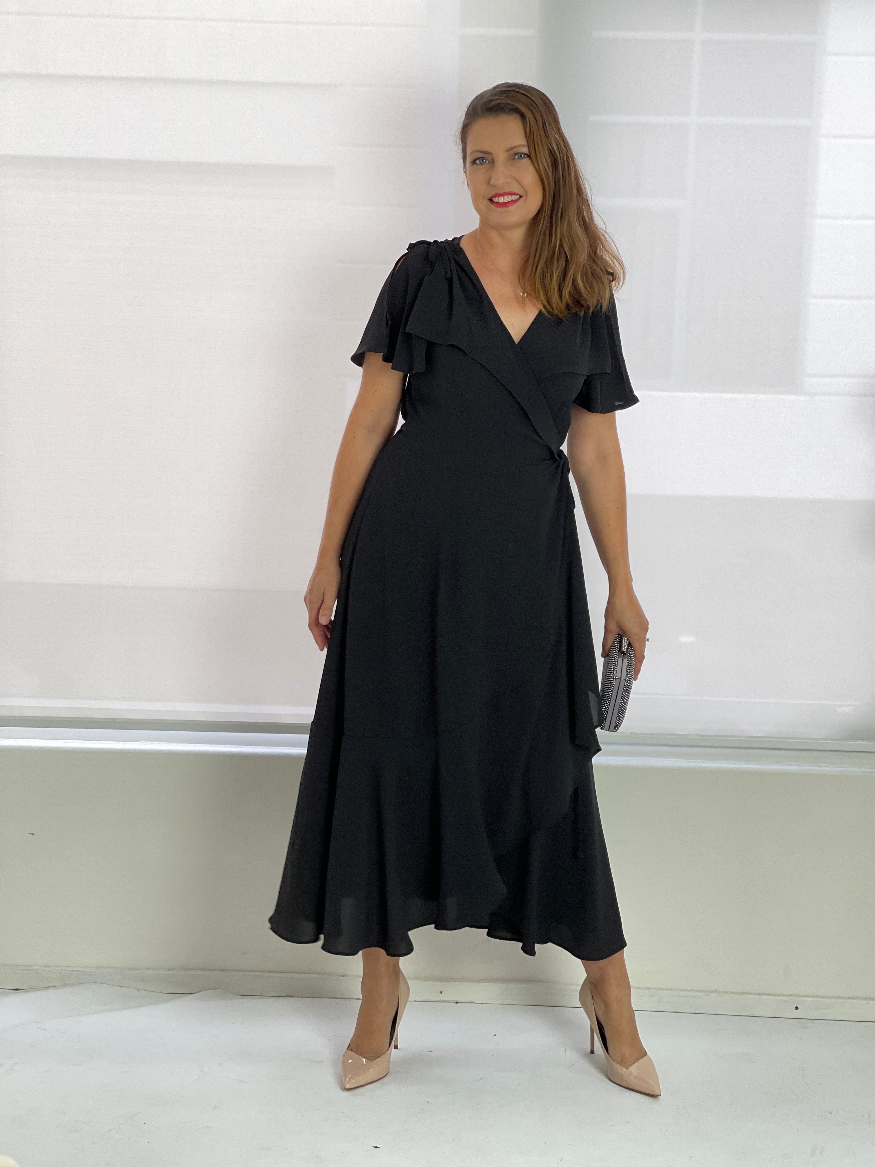 Obelle Black Wrap Dress