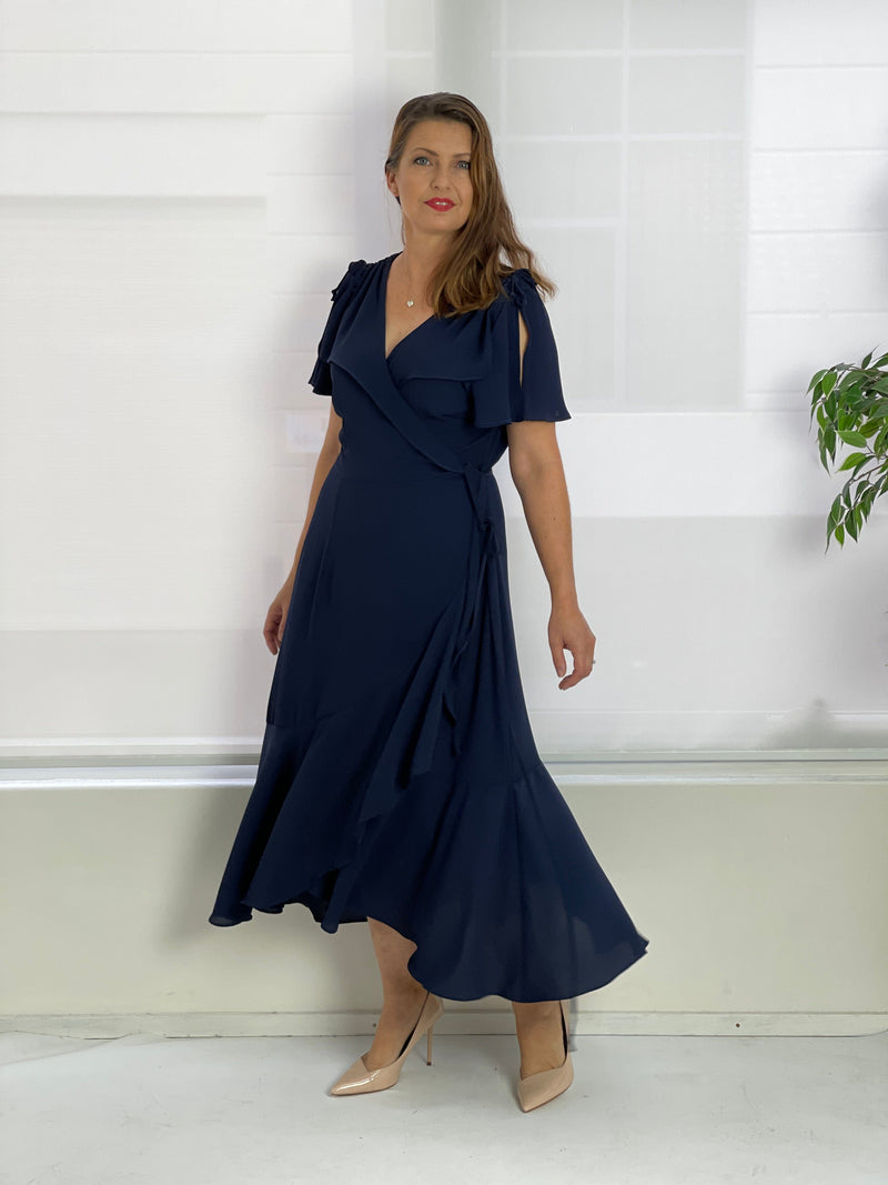 Obelle Navy Wrap Dress – Dressxox