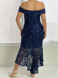 Somee Navy Embroidered Gown