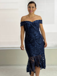 Somee Navy Embroidered Gown