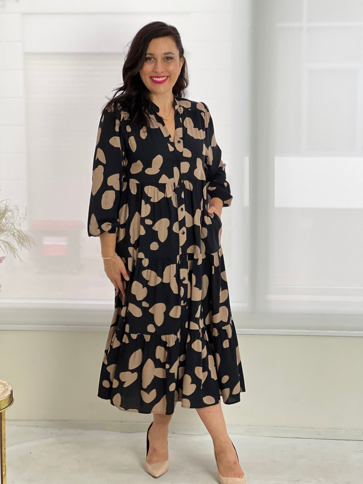 Sylvia Black Splotch Bamboo Dress
