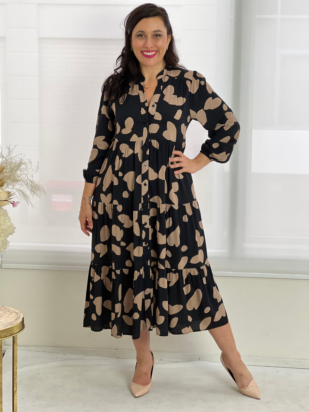 Sylvia Black Splotch Bamboo Dress