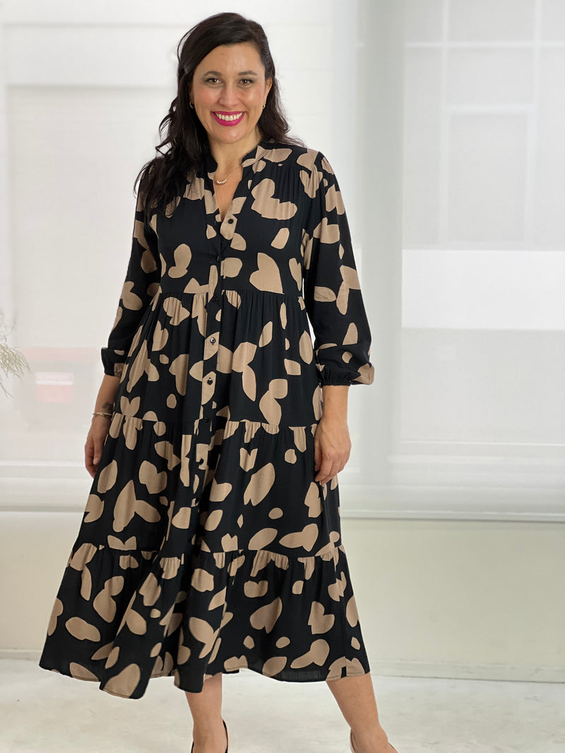 Sylvia Black Splotch Bamboo Dress