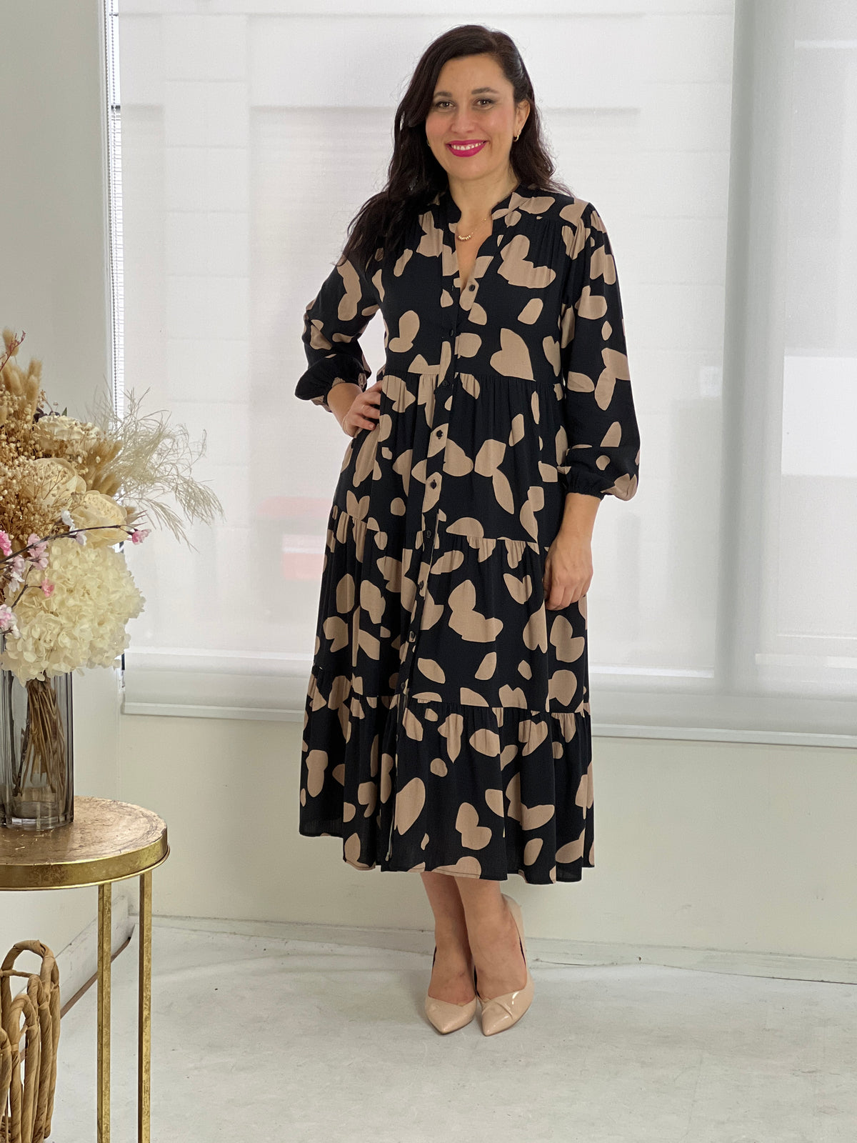 Sylvia Black Splotch Bamboo Dress