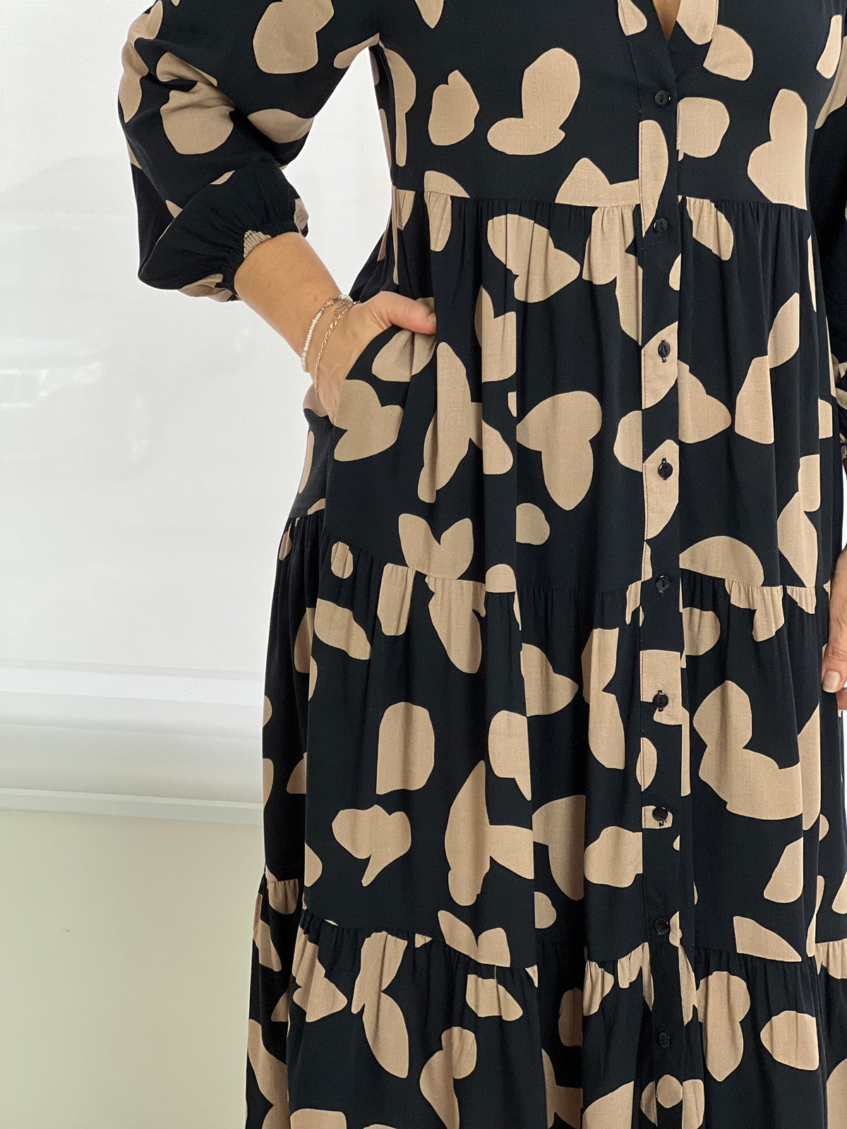 Sylvia Black Splotch Bamboo Dress