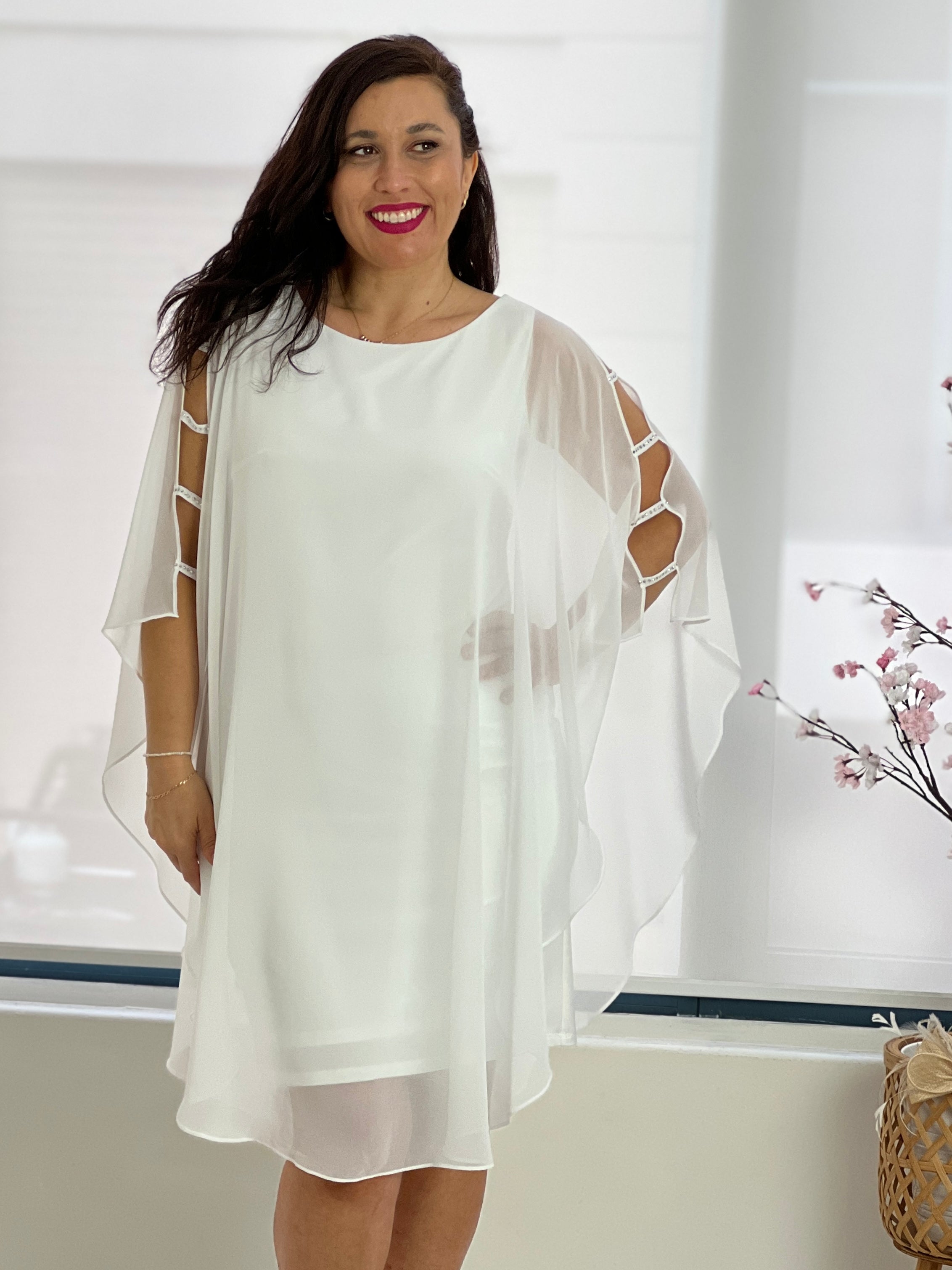 White chiffon best sale overlay dress