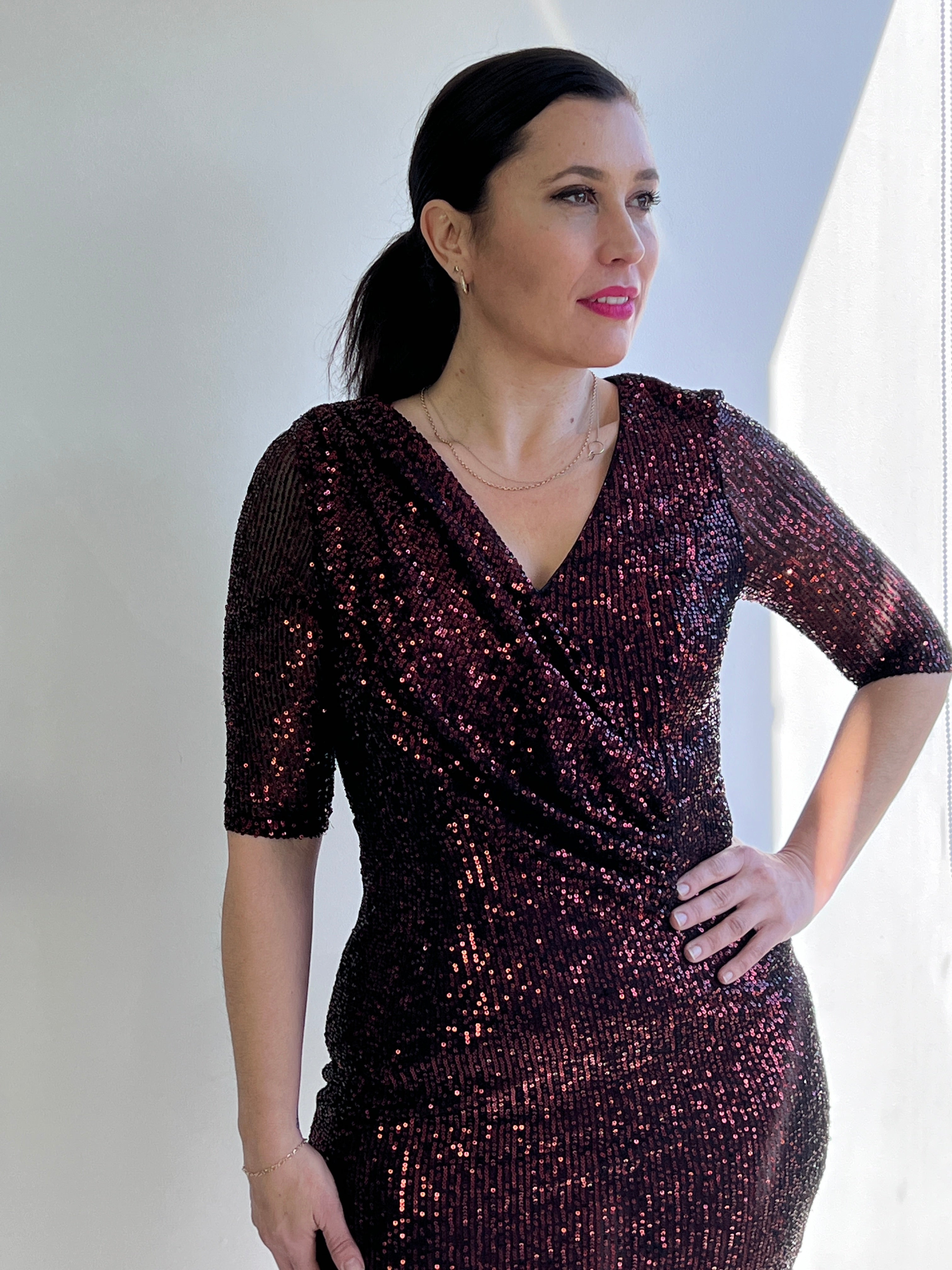 Patterned sequin outlet dress