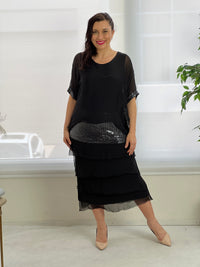 Vienna Black Silk Dress