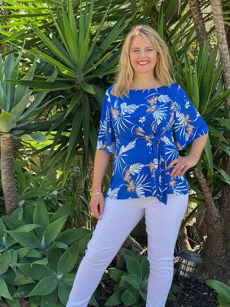 Xena Blue Floral Jersey Top