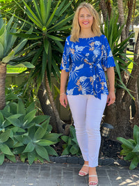 Xena Blue Floral Jersey Top