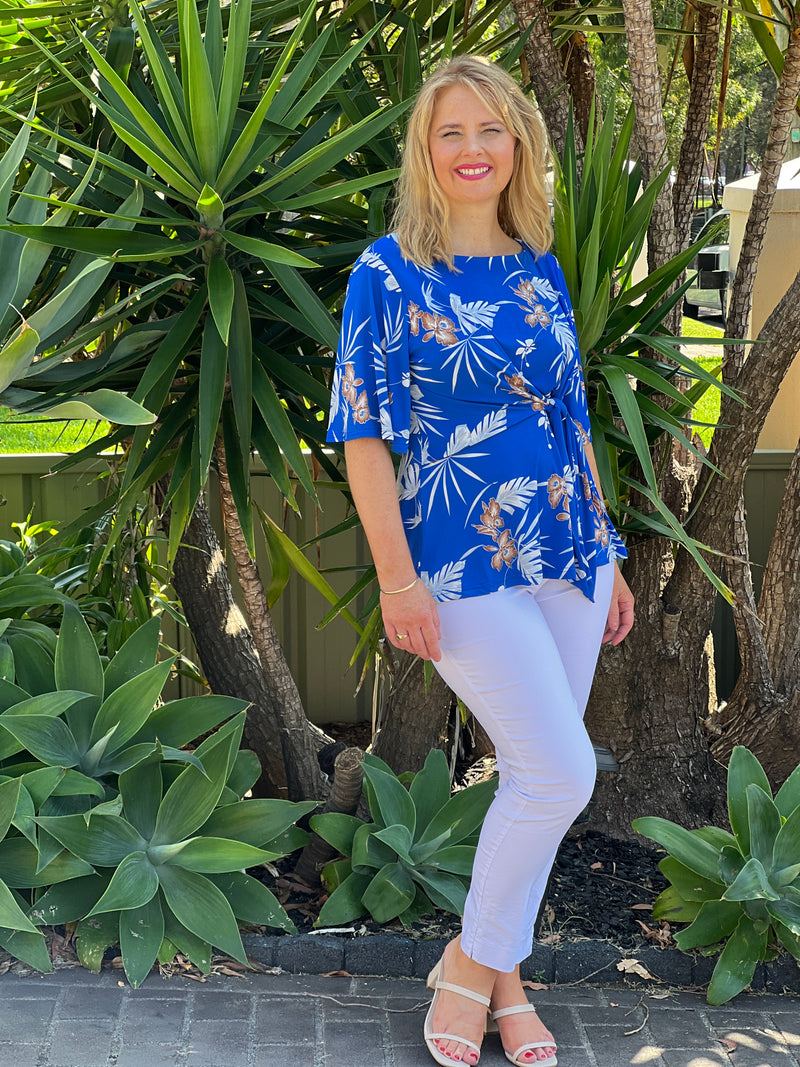 Xena Blue Floral Jersey Top