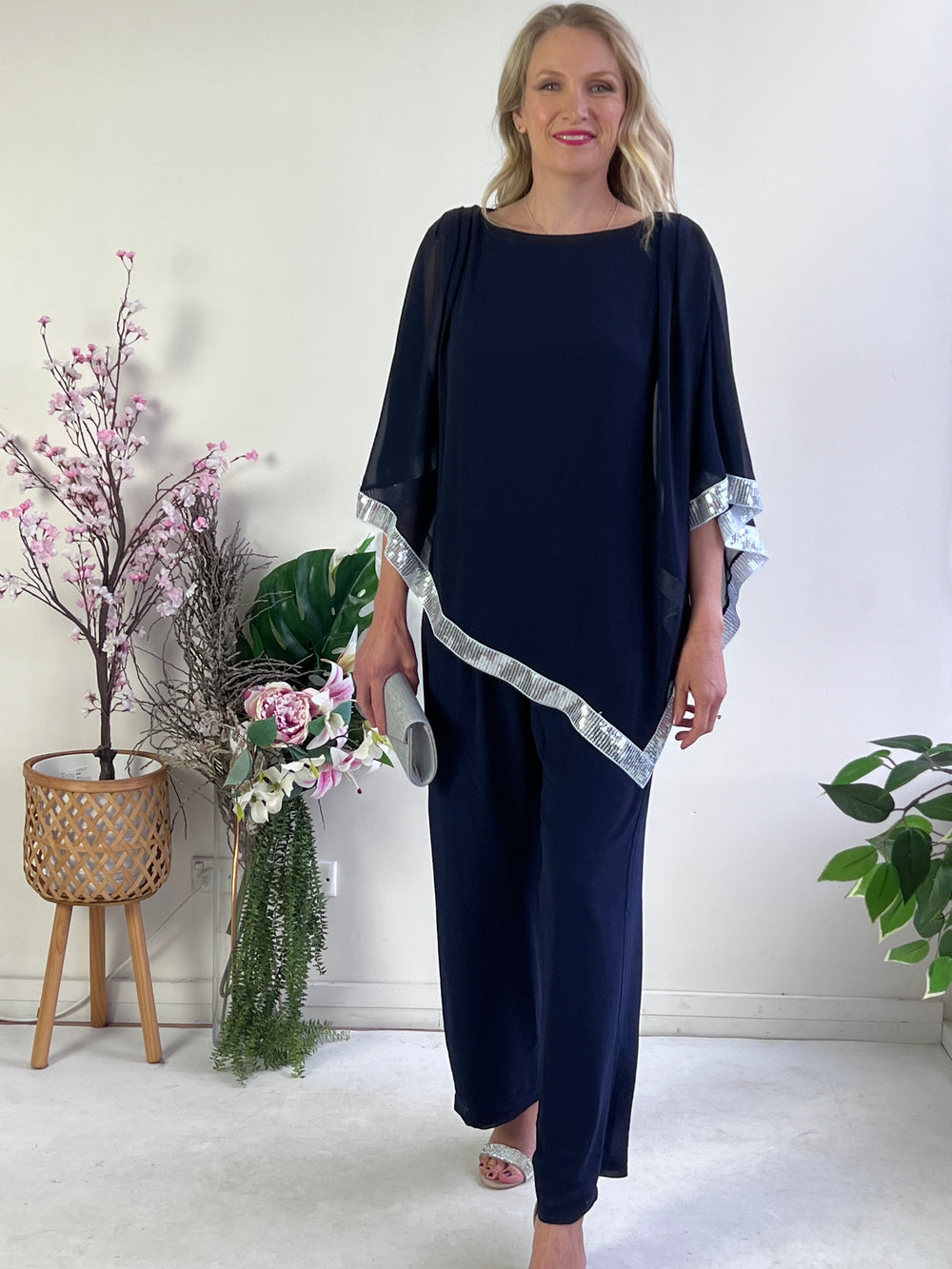 Faith Navy Chiffon Pants – Dressxox